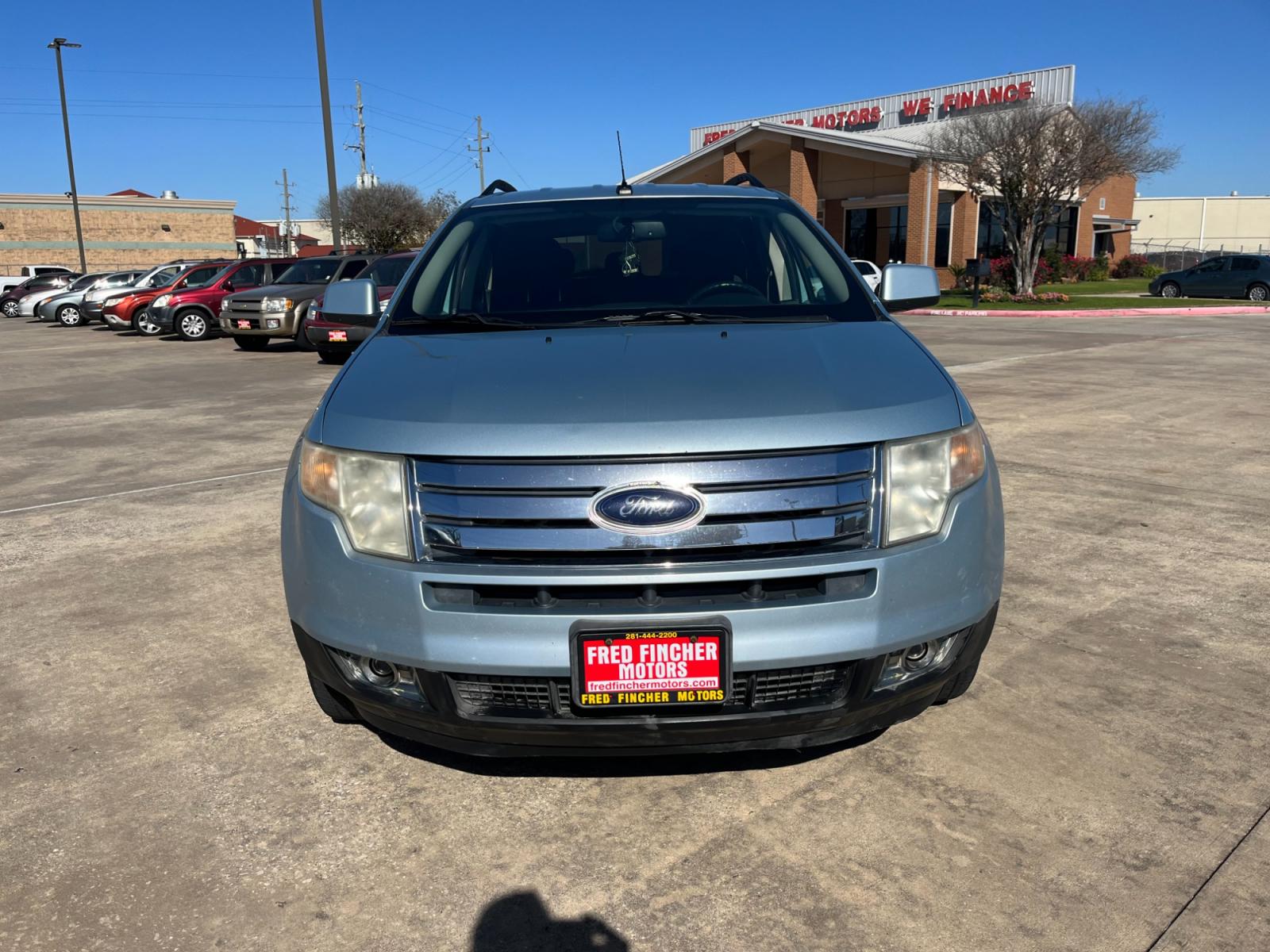 2008 blue /black Ford Edge SEL FWD (2FMDK38C98B) with an 3.5L V6 DOHC 24V engine, 6-Speed Automatic Overdrive transmission, located at 14700 Tomball Parkway 249, Houston, TX, 77086, (281) 444-2200, 29.928619, -95.504074 - Photo #1